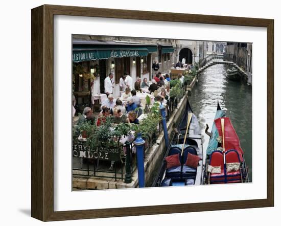 Canalside Restaurant, Venice, Veneto, Italy-Michael Short-Framed Photographic Print