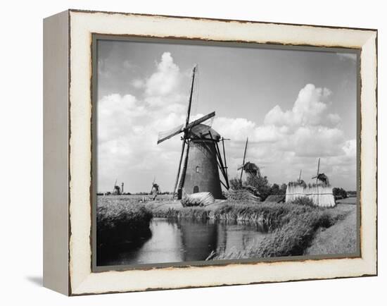 Canalside Windmills-null-Framed Premier Image Canvas