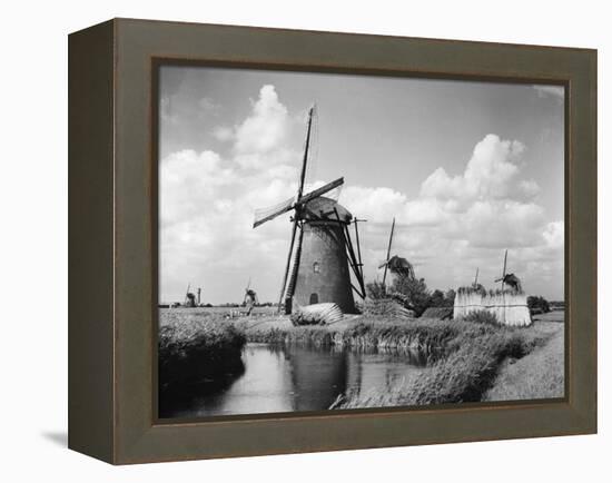 Canalside Windmills-null-Framed Premier Image Canvas