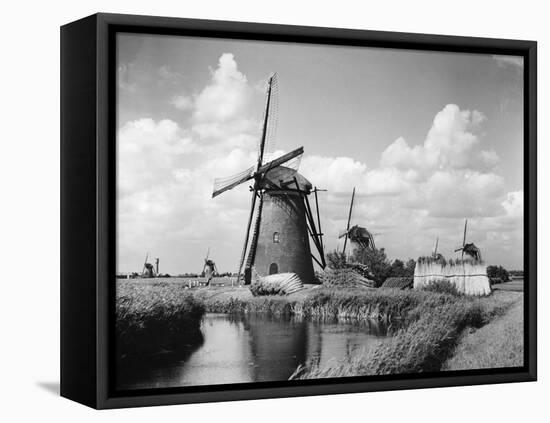 Canalside Windmills-null-Framed Premier Image Canvas