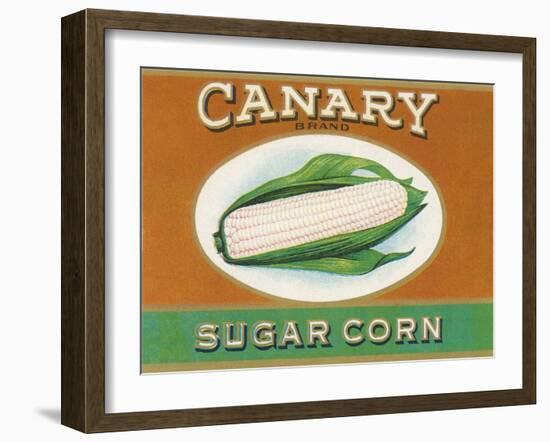 Canary Sugar Corn Label-null-Framed Art Print