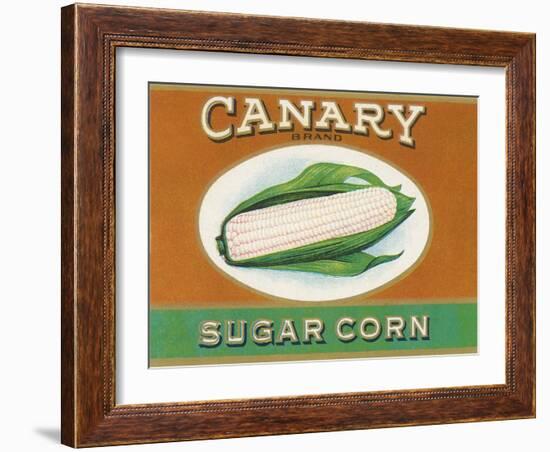 Canary Sugar Corn Label-null-Framed Art Print