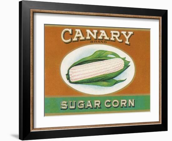 Canary Sugar Corn Label-null-Framed Art Print