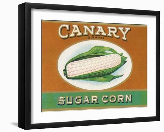 Canary Sugar Corn Label-null-Framed Art Print