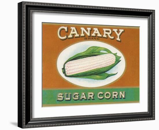 Canary Sugar Corn Label-null-Framed Art Print