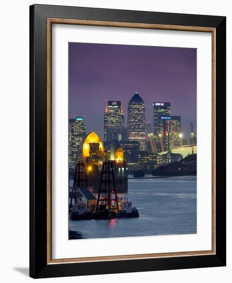 Canary Wharf and Docklands Skyline from Woolwich, London, England, United Kingdom-Charles Bowman-Framed Photographic Print