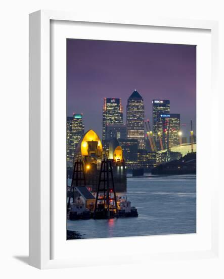 Canary Wharf and Docklands Skyline from Woolwich, London, England, United Kingdom-Charles Bowman-Framed Photographic Print