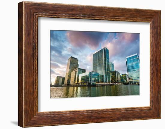 Canary Wharf at Dusk, Docklands, London, England, United Kingdom, Europe-Chris Hepburn-Framed Photographic Print