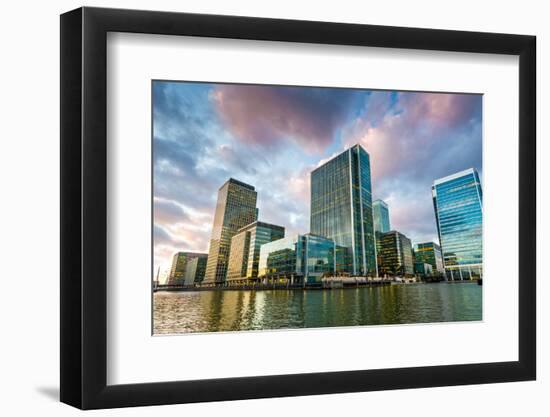 Canary Wharf at Dusk, Docklands, London, England, United Kingdom, Europe-Chris Hepburn-Framed Photographic Print