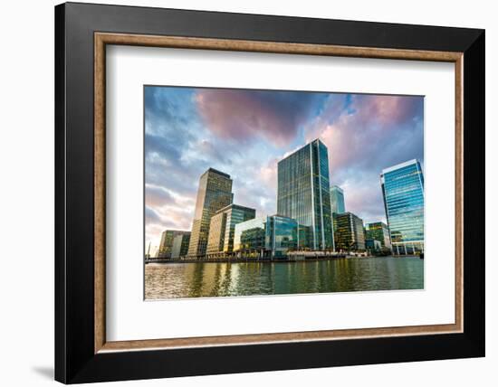 Canary Wharf at Dusk, Docklands, London, England, United Kingdom, Europe-Chris Hepburn-Framed Photographic Print