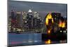 Canary Wharf, Docklands, and Thames Barrier at dusk, London-Charles Bowman-Mounted Photographic Print