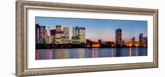 Canary Wharf from Greenwich at dusk, London-Charles Bowman-Framed Photographic Print