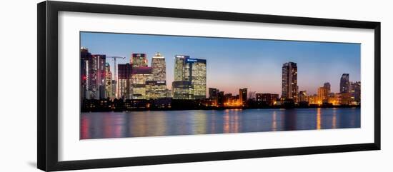 Canary Wharf from Greenwich at dusk, London-Charles Bowman-Framed Photographic Print