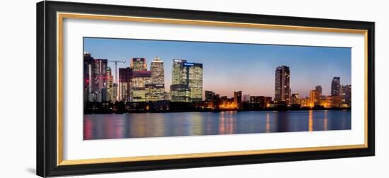 Canary Wharf from Greenwich at dusk, London-Charles Bowman-Framed Photographic Print