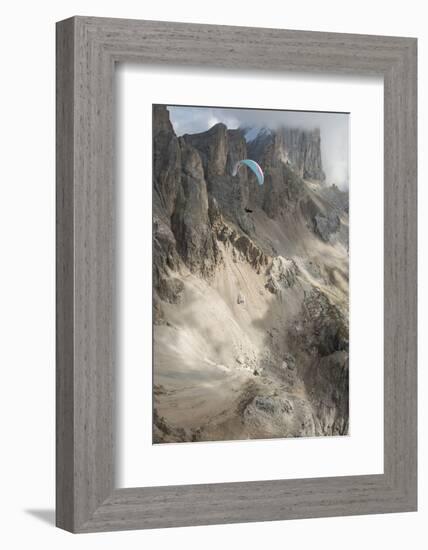 Canazei, Dolomites, Paraglider, Italy, Marmolada, Val Di Fassa-Frank Fleischmann-Framed Photographic Print