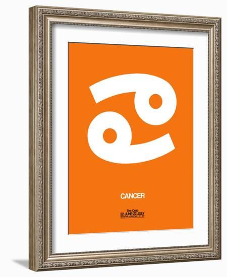 Cancer Zodiac Sign White on Orange-NaxArt-Framed Art Print