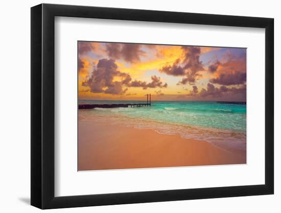 Cancun Caracol Beach Sunset in Mexico at Hotel Zone Hotelera-holbox-Framed Photographic Print