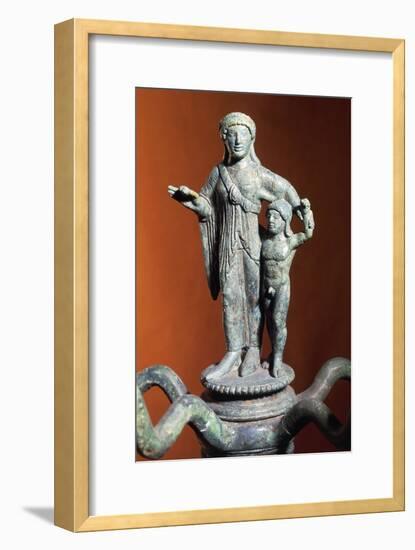 Candelabra Shaped Cymatium Surmounted with Woman with Child-null-Framed Giclee Print