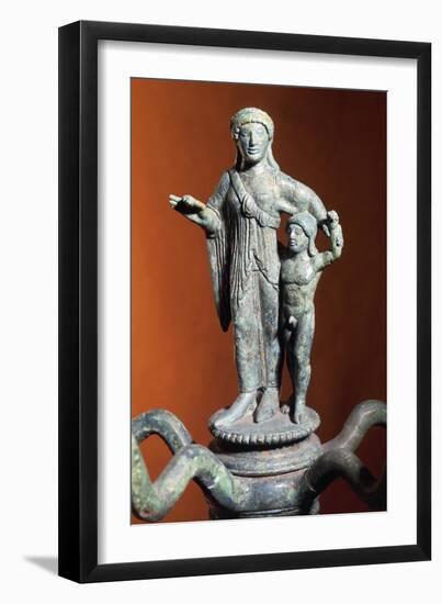 Candelabra Shaped Cymatium Surmounted with Woman with Child-null-Framed Giclee Print