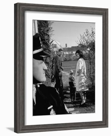 Candidate John Kennedy, Wife Jacqueline and Daughter Caroline, Walk with Dog on Election Day-Paul Schutzer-Framed Photographic Print