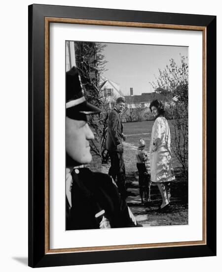 Candidate John Kennedy, Wife Jacqueline and Daughter Caroline, Walk with Dog on Election Day-Paul Schutzer-Framed Photographic Print