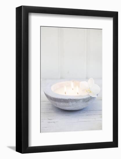 Candle Bowl with Orchid Blossom-Andrea Haase-Framed Photographic Print