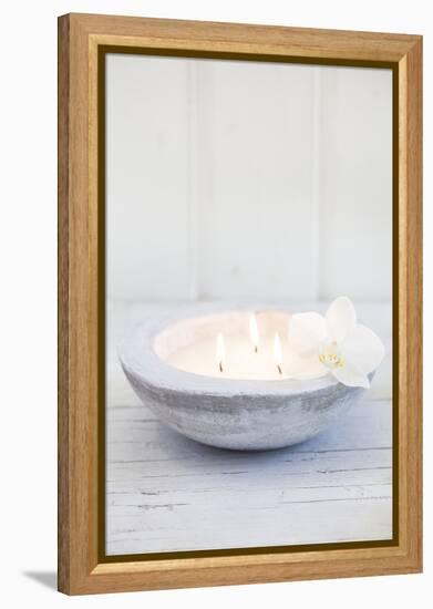 Candle Bowl with Orchid Blossom-Andrea Haase-Framed Premier Image Canvas