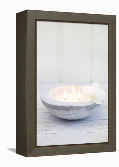 Candle Bowl with Orchid Blossom-Andrea Haase-Framed Premier Image Canvas