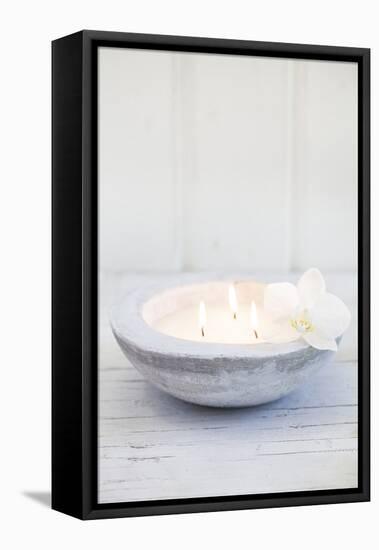 Candle Bowl with Orchid Blossom-Andrea Haase-Framed Premier Image Canvas