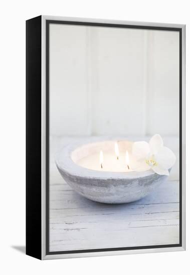 Candle Bowl with Orchid Blossom-Andrea Haase-Framed Premier Image Canvas