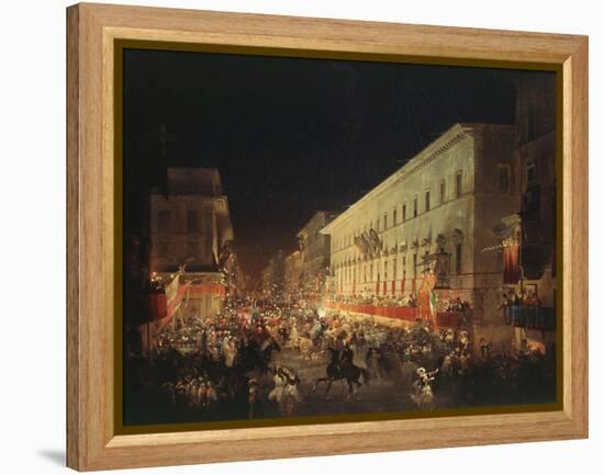 Candlelit Procession Through Via Del Corso, Rome, Italy-Ippolito Caffi-Framed Premier Image Canvas