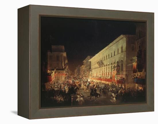 Candlelit Procession Through Via Del Corso, Rome, Italy-Ippolito Caffi-Framed Premier Image Canvas