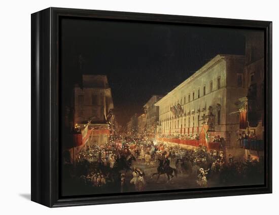 Candlelit Procession Through Via Del Corso, Rome, Italy-Ippolito Caffi-Framed Premier Image Canvas