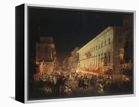 Candlelit Procession Through Via Del Corso, Rome, Italy-Ippolito Caffi-Framed Premier Image Canvas