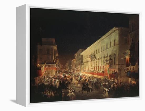 Candlelit Procession Through Via Del Corso, Rome, Italy-Ippolito Caffi-Framed Premier Image Canvas