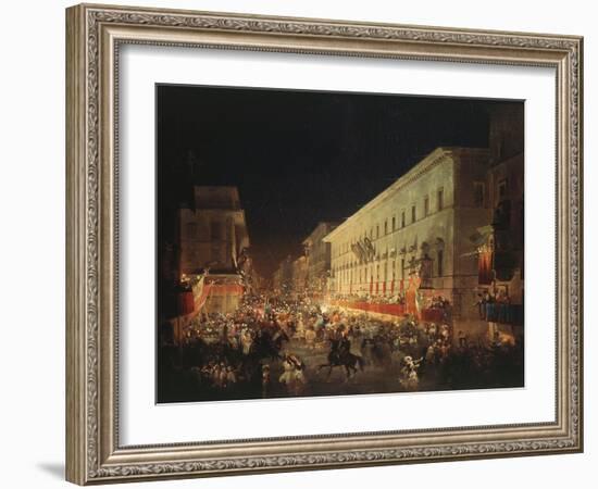 Candlelit Procession Through Via Del Corso, Rome, Italy-Ippolito Caffi-Framed Giclee Print