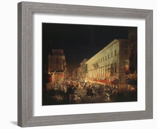 Candlelit Procession Through Via Del Corso, Rome, Italy-Ippolito Caffi-Framed Giclee Print