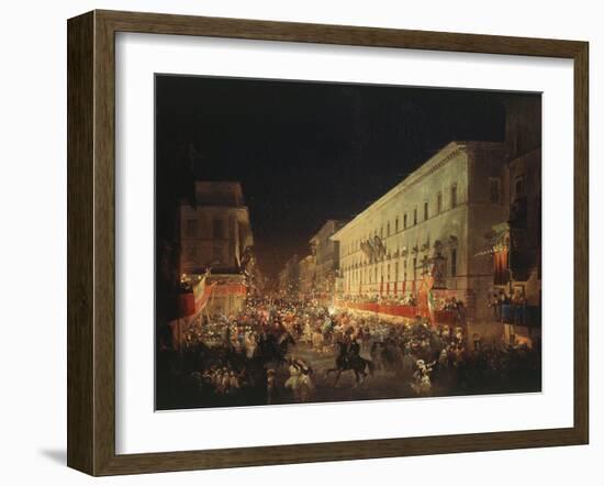 Candlelit Procession Through Via Del Corso, Rome, Italy-Ippolito Caffi-Framed Giclee Print