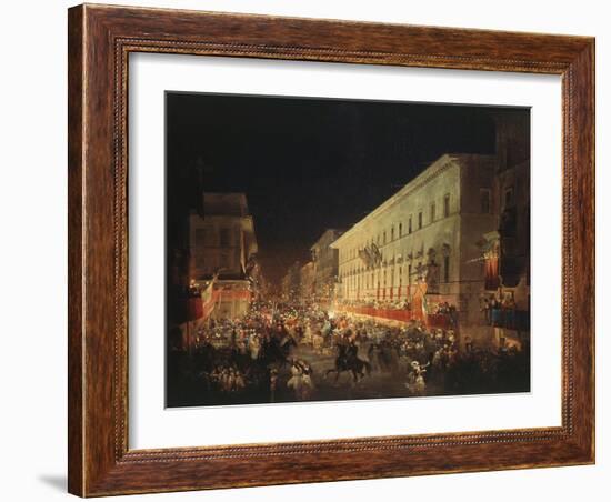 Candlelit Procession Through Via Del Corso, Rome, Italy-Ippolito Caffi-Framed Giclee Print