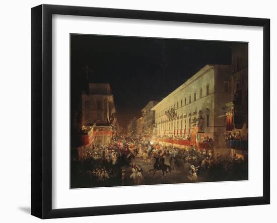 Candlelit Procession Through Via Del Corso, Rome, Italy-Ippolito Caffi-Framed Giclee Print