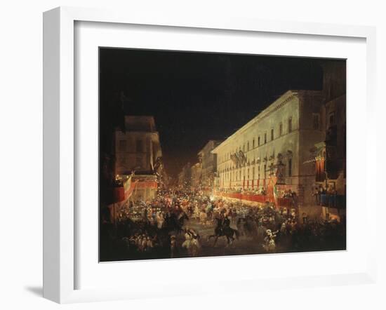 Candlelit Procession Through Via Del Corso, Rome, Italy-Ippolito Caffi-Framed Giclee Print