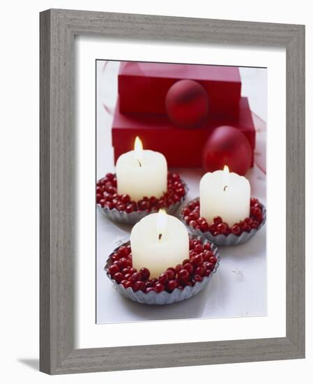 Candles and Cranberries in Tart Tins-null-Framed Photographic Print