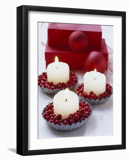 Candles and Cranberries in Tart Tins-null-Framed Photographic Print