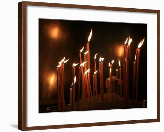 Candles in a Greek Orthodox Church, Thessaloniki, Macedonia, Greece, Europe-Godong-Framed Photographic Print