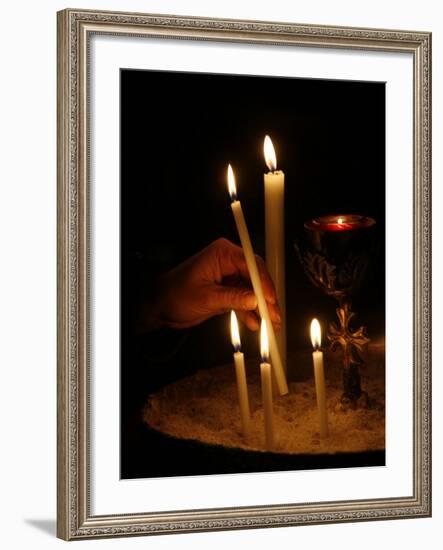 Candles in an Orthodox Church, Vienna, Austria, Europe-Godong-Framed Photographic Print