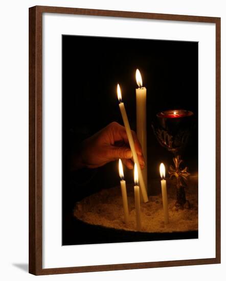 Candles in an Orthodox Church, Vienna, Austria, Europe-Godong-Framed Photographic Print