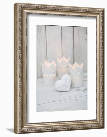 Candles in pots as a decoration, still life-Andrea Haase-Framed Photographic Print