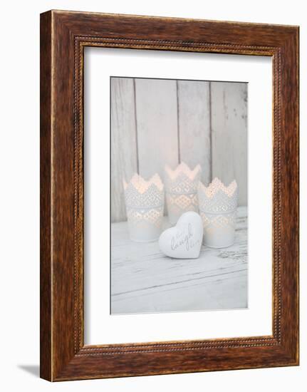 Candles in pots as a decoration, still life-Andrea Haase-Framed Photographic Print