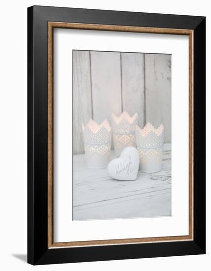 Candles in pots as a decoration, still life-Andrea Haase-Framed Photographic Print