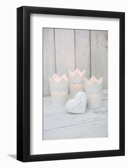 Candles in pots as a decoration, still life-Andrea Haase-Framed Photographic Print